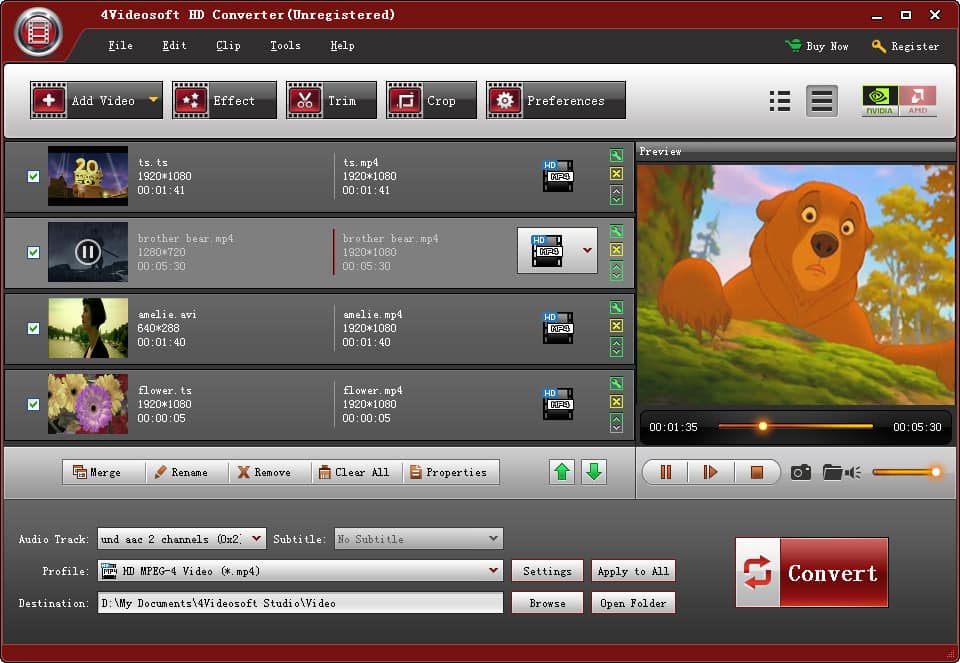 AnyMP4 Video Converter software edit screen